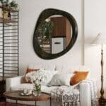 Organic shaped mirror in Ebony wood