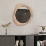 Sculptural pebble wall mirror in Beech finish
