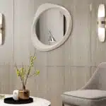 Organic pebble wall mirror in White finish