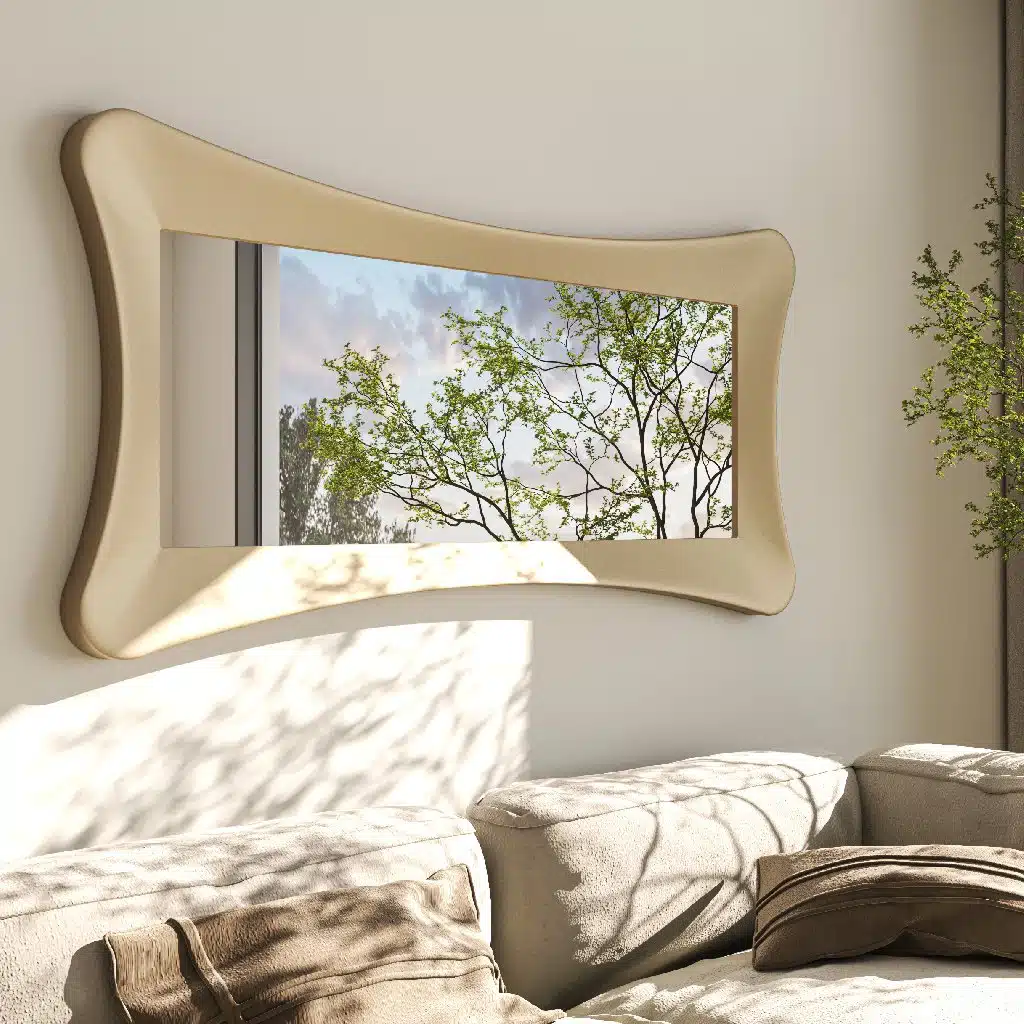 Handmade Hourglass Wall Mirror | Solid Wood Modern Sculptural Floor or Wall Mirror - Image 6