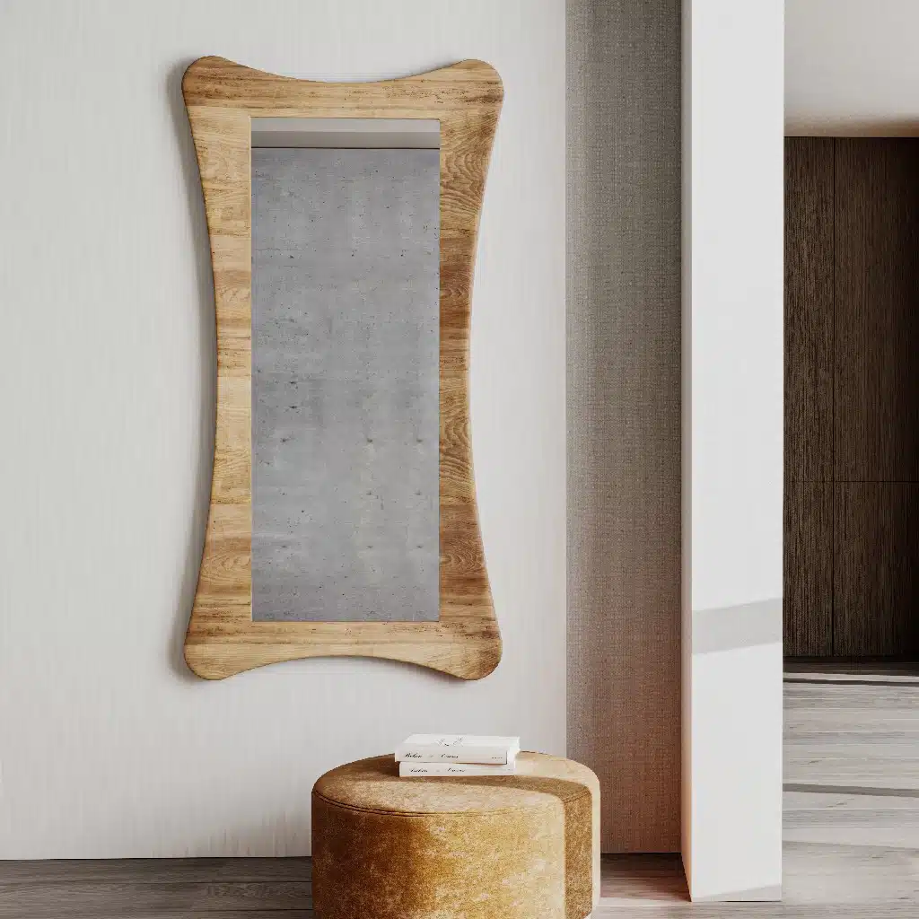 Handmade Hourglass Wall Mirror | Solid Wood Modern Sculptural Floor or Wall Mirror - Image 5