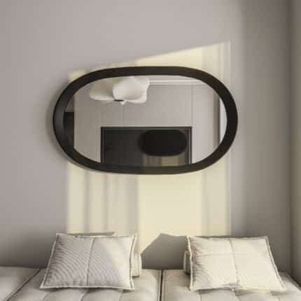 Handmade oval wall mirror in matte black