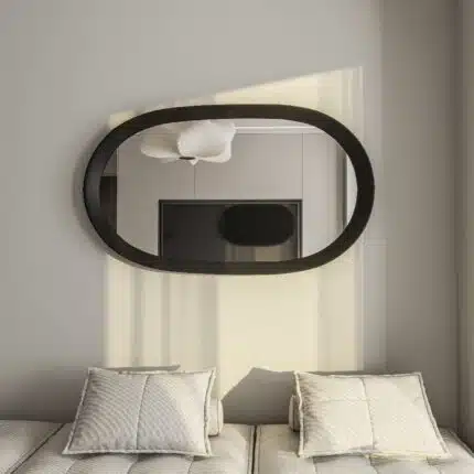Handmade oval wall mirror in matte black