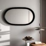 Handmade oval wall mirror in matte black