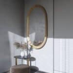 Handmade oval wall mirror in pine finish