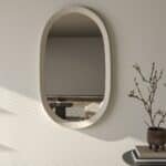 Handmade oval wall mirror in white wood finish