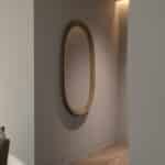 Handmade oval wall mirror in birch finish