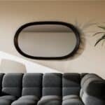 Handmade oval wall mirror in matte black