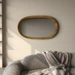 Handmade oval wall mirror in pine finish